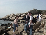 Group Rock Climbing On Galician Coast